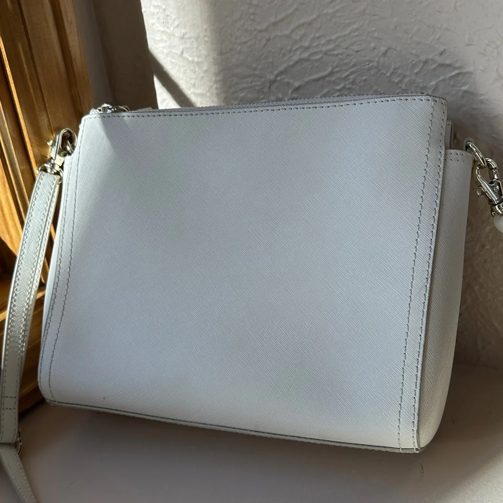 Lo & Sons Pearl Saffiano Leather Crossbody Bag in Ivory - Picture 6 of 16